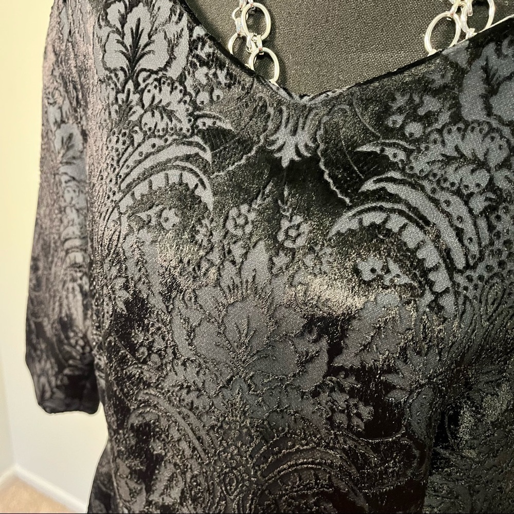 Barbara Bates vintage black women’s designer luxury embossed velour dress Size10 - Picture 7 of 9